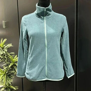 L.L. Bean Fleece Jacket,high neck, full zip, hip pockets, interior pockets, teal